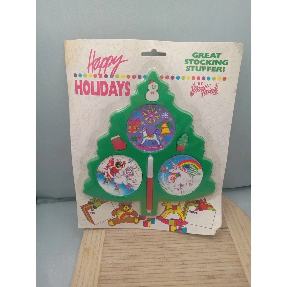 RARE New Vintage Lisa Frank Happy Holidays Great Christmas Tree Stocking Stuffer